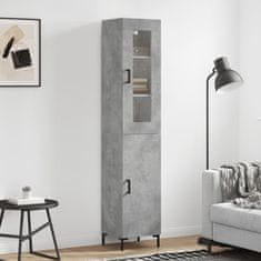 Greatstore Skříň highboard betonově šedá 34,5x34x180 cm kompozitní dřevo