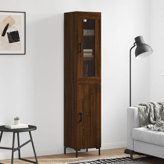 Vidaxl Skříň highboard hnědý dub 34,5 x 34 x 180 cm kompozitní dřevo