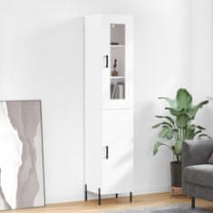 Greatstore Skříň highboard bílá s vysokým leskem 34,5x34x180 cm kompozit