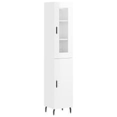 Vidaxl Skříň highboard bílá s vysokým leskem 34,5x34x180 cm kompozit