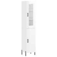 Vidaxl Skříň highboard bílá s vysokým leskem 34,5x34x180 cm kompozit