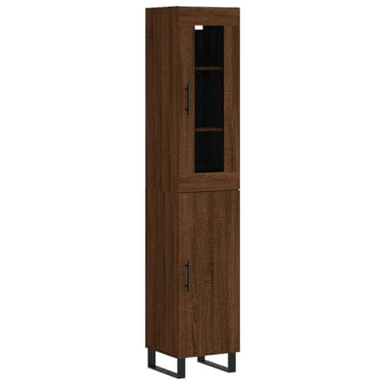 Vidaxl Skříň highboard hnědý dub 34,5 x 34 x 180 cm kompozitní dřevo