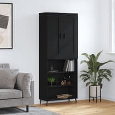 Greatstore Skříň highboard černá 69,5 x 34 x 180 cm kompozitní dřevo