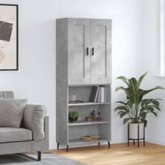 Greatstore Skříň highboard betonově šedá 69,5x34x180 cm kompozitní dřevo