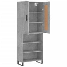 Greatstore Skříň highboard betonově šedá 69,5x34x180 cm kompozitní dřevo