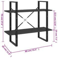 Vidaxl Knihovna se 2 policemi šedá 80 x 30 x 70 cm kompozitní dřevo