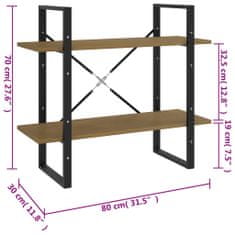 Vidaxl Knihovna se 2 policemi 80 x 30 x 70 cm masivní borovice