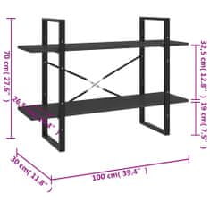 Vidaxl Knihovna se 2 policemi šedá 100 x 30 x 70 cm kompozitní dřevo