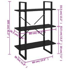 Vidaxl Knihovna černá 80 x 30 x 105 cm kompozitní dřevo