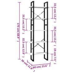 Vidaxl Knihovna s 5 policemi bílá 60 x 30 x 175 cm borové dřevo