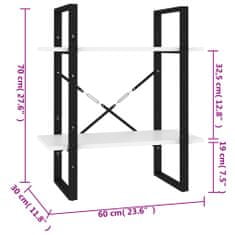 Vidaxl Knihovna se 2 policemi bílá 60 x 30 x 70 cm kompozitní dřevo