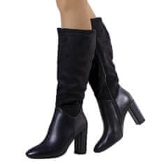 Černé zateplené boty s jehlovým podpatkem velikost 40