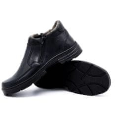 Joker Pánské zimní kožené boty 286J černé velikost 45
