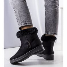Černé zateplené sněhové boty na zip velikost 39