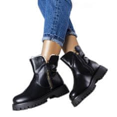 Černé zateplené boty s umělou kožešinou velikost 41