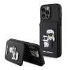  PU Saffiano Card Slot Stand Karl and Choupette Zadní Kryt pro iPhone 15 Pro Max Black