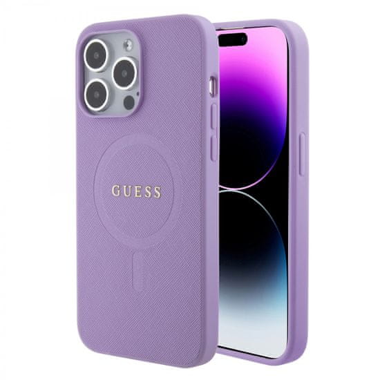 Guess  PU Saffiano MagSafe Zadní Kryt pro iPhone 15 Pro Max Purple