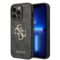 Guess  PU 4G Metal Logo Zadní Kryt pro iPhone 15 Pro Grey