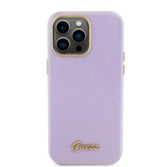 Guess  PU Glitter Full Wrapped Zadní Kryt pro iPhone 15 Pro Max Lilac