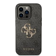 Guess  PU 4G Metal Logo Zadní Kryt pro iPhone 15 Pro Grey