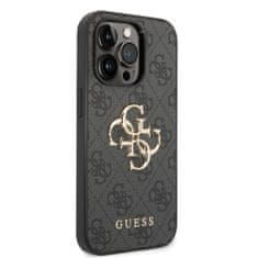 Guess  PU 4G Metal Logo Zadní Kryt pro iPhone 15 Pro Grey