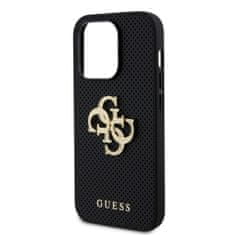 Guess Zadní kryt PU Perforated 4G Glitter Metal Logo pro iPhone 14 Pro Max černý