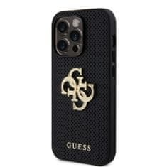 Guess Zadní kryt PU Perforated 4G Glitter Metal Logo pro iPhone 14 Pro Max černý