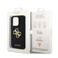 Guess Zadní kryt PU Perforated 4G Glitter Metal Logo pro iPhone 14 Pro Max černý