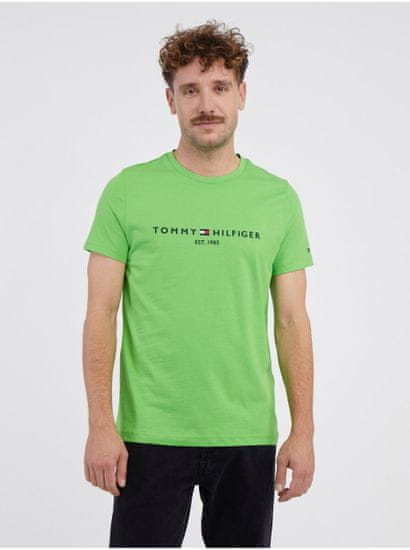 Tommy Hilfiger Světle zelené pánské tričko Tommy Hilfiger