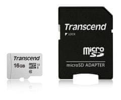 Transcend 16GB microSDHC 300S UHS-I U1 (Class 10) paměťová karta (s adaptérem)