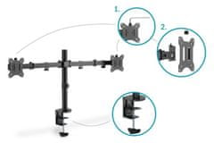 Digitus držák na dva monitory 15-32 ", 2x 8 kg (max.), Černé VESA: 75 x 75, 100 x 100