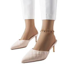 Žabky Lambert beige quilted stiletto velikost 36