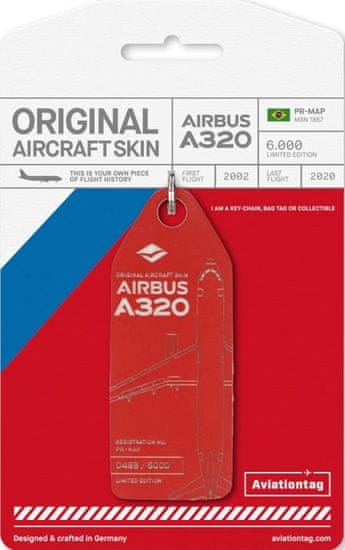 Aviationtag přívěsek ze skutečného letadla A320 LATAM Airlines Brazil - PR-MAP