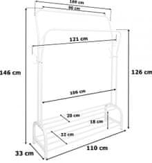TZB Dvojitý stojan na oblečení LARY bílý