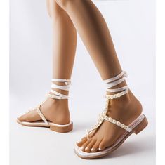 Bílé perlové sandály Graystone velikost 40