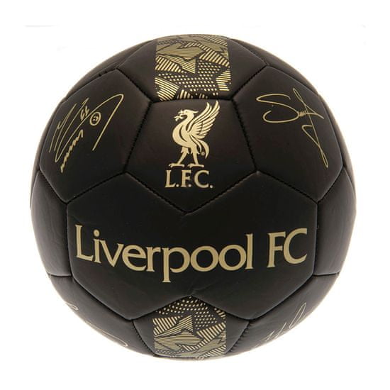 FotbalFans Fotbalový míč Liverpool FC, černý, zlaté podpisy, vel. 1