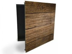 Glasdekor skříňka na klíče - desky staré dřevo - Otevírání: Pravé, Barva skříňky: Černá