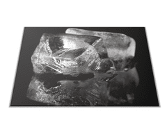 Glasdekor Skleněné prkénko ledové kostky na černém - Prkénko: 30x20cm