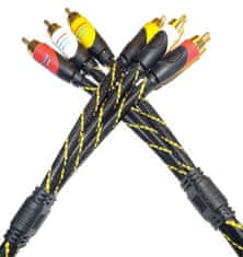 HADEX Kabel 3xCinch-3xCinch, 1m, kovové konektory