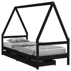 Vidaxl Dětská postel se zásuvkami černá 90x190 cm masivní borové dřevo