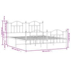 Vidaxl Kovový rám postele s hlavovým a nožním čelem bílý 160 x 200 cm