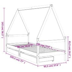 Greatstore Dětská postel se zásuvkami černá 90x190 cm masivní borové dřevo