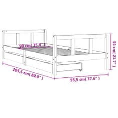 Vidaxl Dětská postel se zásuvkami bílá 90x200 cm masivní borové dřevo