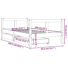 Vidaxl Dětská postel se zásuvkami 80 x 160 cm masivní borové dřevo