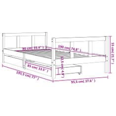 Petromila Dětská postel se zásuvkami bílá 90x190 cm masivní borové dřevo