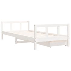 Vidaxl Dětská postel se zásuvkami bílá 90x200 cm masivní borové dřevo
