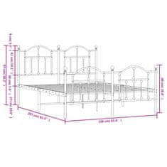 Vidaxl Kovový rám postele s hlavovým a nožním čelem bílý 150 x 200 cm