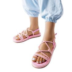 Růžové pletené sandály velikost 40
