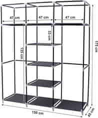 Songmics Šatní skříň, látková, černá, 150x175 cm