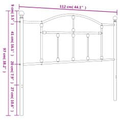 Greatstore Kovové čelo postele bílé 107 cm